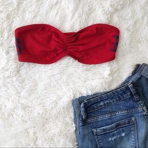 PINK Victoria’s Secret red Red Sox bandeau top
